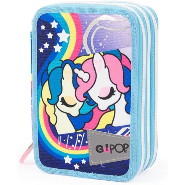 Astuccio Triplo GO POP Sweet Jungle - Set Cancelleria Per Bambine, Con Matite, Pennarelli, Forbici, Tema Animali