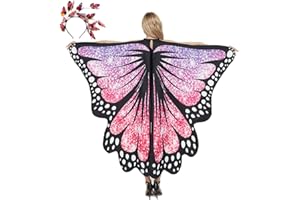 PANTHEM Karnevalskostüm Damen Schmetterling Umhang für Fasching mit Haarreif, Schmetterlingsflügel Schmetterlinge Flügel Schal Karneval Kostüm Erwachsene Poncho für Halloween Cosplay Party