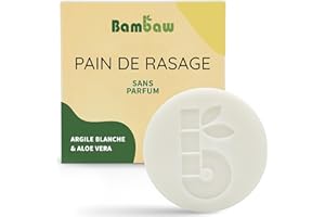 Bambaw | Savon à Raser | 80g | Pain de Rasage | Savon de Rasage à l'Argile Blanche & Aloe Vera | Savon Rasage pour Peau Sensible | Savon Vegan & Naturel | Savon à Barbe Sans Parfum