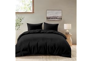 Dreamzie Funda Nordica Cama 150 – Ropa de Cama Microfibra Suave Oeko-Tex - Juego de Funda Edredon 220 x 240 cm con 2 Fundas Almohada 80x80 cm – Negro