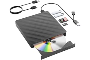 WBACON External Blu Ray Drive, 5 in 1 Portable Blu Ray Player with USB 3.0 Type-C, CD DVD Burner 3D Blu Ray with SD/TF Port, Blu Ray Drive Compatible with Windows Laptop Desktop, Bluray Player for PC