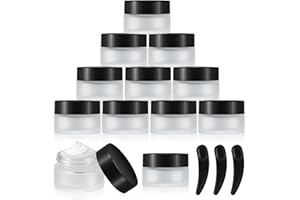 BAYIDUN 12 Stk Cremedose Leer, 20ml Kosmetikdose, Kosmetisches Glas, Nachfüllbare Creme Dose Behälter, Reise Kosmetik Döschen mit Deckel für Kosmetik Cremes Lotionen Nailart Perlen (Mattweiß)