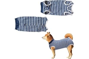 ZEPIQOR Traje Post-operatorio Perro, Talla L, Traje Recuperación Perro, Rayas Azules y Blancas, Suave y Cómico, Fácil de Llevar y Lavar, Para Perros Pequeños y Medianos, Unidades 1