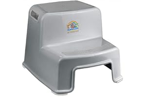 DR. WELLTHY Lama Sam & Friends - Zweistufiger Tritthocker für Kinder ab ca. 18 Monaten Anti-Rutsch-Funktion Grau - Trittschemel Kinderschemel Kindhocker Badtritt 2 Stufen Kinderhocker Kleinkinder Toilettenhocker