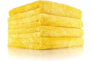 The Rag Company Eagle Edgeless 500 - profesjonalna koreańska mieszanka 70/30, super pluszowe ręczniki z mikrofibry, okrągły splot dzianinowy, 500 g/m², 40 x 40 cm, złoty (4-pak)