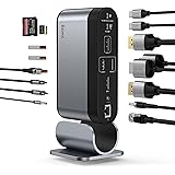 Baseus USB C Docking Station Quadruple Display, 16-in-1 4K USB C Dock Laptop USB C HUB mit 2 4K HDMI, 2DP, Gigabit Ethernet,