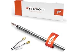 FIREHOFF Bougie d'allumage pour poêle à granules - 320 W, 180 mm, diamètre 10 mm, avec cosses - GARANTIE 2 ans - Made in ITALIE