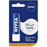 NIVEA Original Care Lip Care Cream (4.8 g), 24 Hour Moisture, Shea Butter and Natural Oils, Soft Lips All Day Long