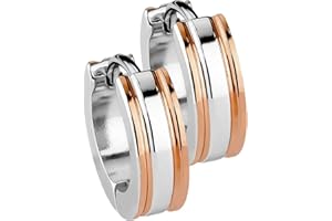 Piersando Edelstahl Creolen mit Klappverschluss Bicolor