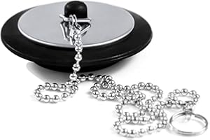 AESTUSTHERI Universal bath plug with Stainless Steel Chain, bath plug replacement, Drain Stopper for Bathroom and Kitchen, bath plug and chain, Size 1.65in to 1.77in, Chain Length 16.5in