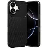 PSR Aksesuar Apple iPhone 17 ile Uyumlu Karbon Desenli Kılıf, Kaydırmalı Kamera Korumalı, Darbe Emici Silikon Kapak (Siyah)