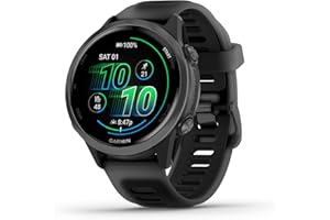 Garmin® Forerunner 570 Montre Intelligente GPS avancée pour Course et Triathlon 42 mm Écran AMOLED Fonctions d'entraînement et de récupération Aluminium Gris Ardoise avec Bracelet Noir translucide