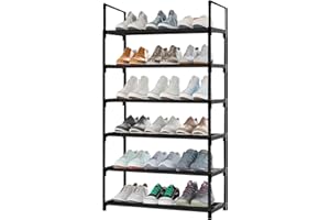 Dunkwckore 6 Ebenen Schuhregal, Platzsparend Schuhschrank, Schwarz Shoe Rack, Schuhregal Metall, 30 x 43 x 112 cm Schmal Hoch Schuhständer für Flur, Wohnzimmer, Schlafzimmer, Ankleidezimmer