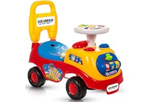 WAY BETTA Kids First Ride On Cars Girls Boys Push Along Musical Car Infant Walker Buggy Car Toy Colourful First Steps Toddler Trike with Storage Box (RED)