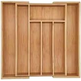 Meturas Kitchen Bamboo Adjustable Drawer Inside Dimension Adjustable Spoon Holder 5-7 Compartments