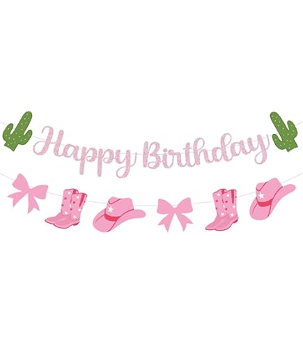 Banner rosa per ragazze Let's Go con glitter per cowgirl occidentale, per addio al nubilato, compleanno, decorazioni per addio al nubilato