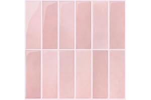 COMSTICKC 10 stycken kakeldekaler, 3D-kakeldekaler, rosa, kök, badrum