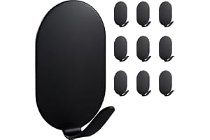10 Pack Key Hooks Stainless Steel, Stick On Self Adhesive Heavy Duty Wall Hooks, No Drilling Sticky Hooks for Hanging Coat Towel Hat Key in Bathroom Kitchen (Black)