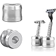 Linkidea 2 Pack Safety Razor Stand, Opening Dia 0.7" (18.5mm) Men's Shaving Stand for Bathroom Countertops, Compatible with Gillette Mach 3 (Silver)