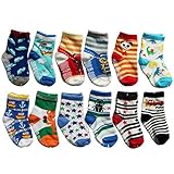 OKPOW 12 Pairs Baby Infants Toddler Socks Bright Random Colored Socks Anti-skid Cotton Socks Gift