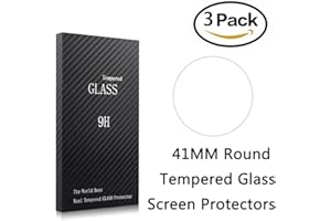 Youniker 3 Pack Universal Round Watch Screen Protector Tempered Glass, 41MM Generic Watch Screen Protector Foils Glass 9H Hardness 0.3MM Slim, Anti-Scratch, Anti-Fingerprint, Bubble Free (41MM)