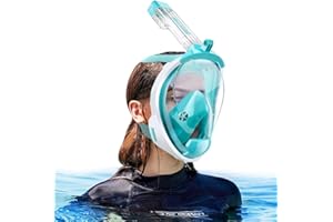 HINATAA Masque de plongée Intégral avec Tuba, 180° Double Flottante Masque Tuba Adulte Snorkeling Anti-buée Anti-Fuite, Lunettes plongée apnée avec Caméra Support Adulte Enfant