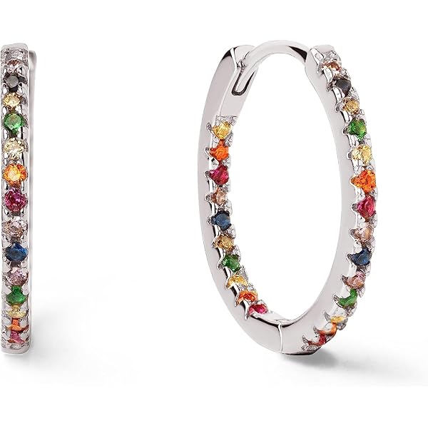 SINGULARU Orecchini Cerchio Naval Midi In Ottone Placcato Oro 18Kt, Con Zirconi, Chiusura Click