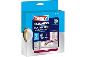 tesa INSULATION tätningstejp L - 25 m x 9 mm x 5,5 mm - vit | Självhäftande gummitätning för att täta springor vid fönster oc