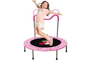 EULEUY 36 Inch Trampoline for Toddlers with Height Adjustable Handle,Steel Frame Foldable Kids Trampolines Outdoor Indoor with Soft Protective Cover,Mini Trampoline for Boys Girls Babys 3 Years+