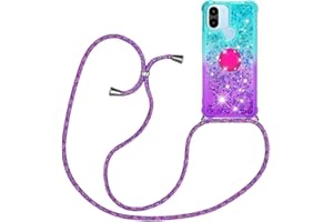 YAMCCCSE Funda de movil con Cuerda para Colgar Xiaomi Redmi A1 / Redmi A1+ -Case con Correa Colgante/Brillante Arena movediza Carcasa TPU Phone Necklace con Banda con Cordon para Llevar