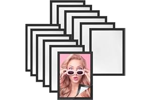 GIRAFEDA 12PCS Cadre Affichage Magnétique A4 Affichage Aimanté Pochette Adhésive Transparent Cadre Porte Affiche Cadre Porte Affiche A4 Porte Document Adhésif Noir pour Photo Document Affiche Mur