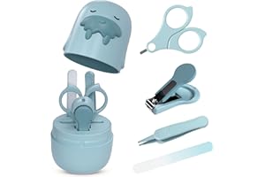 SHARPCOST Baby Nail Set, 4 in 1 Baby Nail Care Kit with Cute Case, Baby Nail Clippers, Scissors, Nail File & Tweezers, Baby Manicure Set and Pedicure Kit for Newborns, Infants, Toddlers