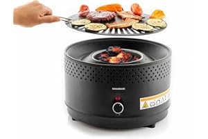 InnovaGoods® Mini Barbecue Charbon Portable Pliable, Grill Camping Léger et Maniable, Table de Repas Extérieur, Noir, Acier Inoxydable, Sans Fumée