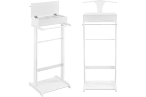 [en.casa] Servomuto Omino Appendiabiti Indossatore da Camera con Porta Pantaloni Ripiano e Cassetta con Scomparti - Bianco