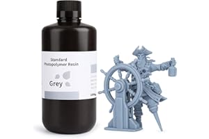 ELEGOO 3D Drucker Resin, UV 405nm Standard Resin mit Hohe Präzision und Schnelle UV-Härtung für MSLA/DLP/LCD 3D Drucker, Photopolymer-Kunstharz Flüssige 3D-Druckmaterialien, Grau 1000g