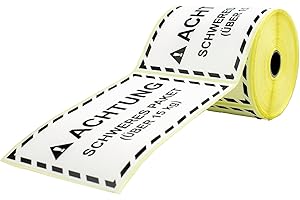 GoodMarkt Heavy Package Stickers | Self-Adhesive Labels "Achtung! Schweres Paket über 15kg" | Labelling Heavy Packages for Amazon FBA Shipping Policy | 150 x 100 mm, 50 Labels/Roll