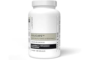 OMA & ME Complément Cheveux Folicaps™ – Anti-Chute Naturel, Croissance Rapide, Volume & Vitalité – Biotine, Zinc, Prêle – Fabriqué en France, Cure 3 Mois