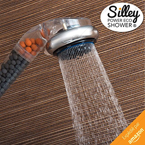 [Neue 2017] silley® Power Eco Shower Original & # x2605; Duschkopf mit Kügelchen für Erfassen die Elektronen – 7 Strahlarten: Standard/Turbo/SPA/Soft/Normal/Massage/Spray + Stop – Funktion Handbrause Universal-Qualität Einfache Installation – Duschkopf Economy – Box ideal Geschenk - 6