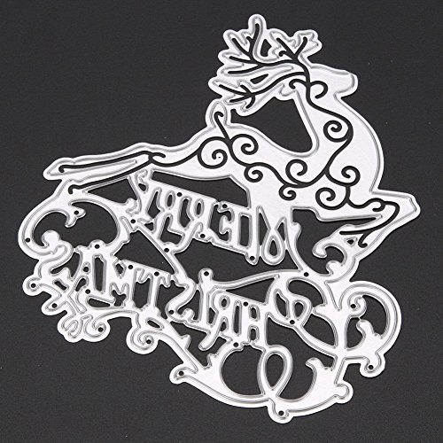 Demiawaking Metall Weihnachten Hirsch Form Stanzschablonen Metall Schneiden Schablonen für DIY Scrapbooking Album, Schneiden Schablonen Papier Karten Sammelalbum Dekor - 2