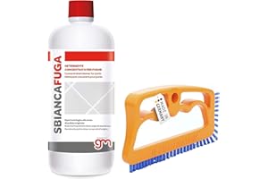 Magazzini GM SBIANCAFUGA, Detergente concentrato ideale per la pulizia delle fughe di pavimenti e rivestimenti, 1 Lt + Fuginator, Spazzola Per Fughe (Arancio Blu)