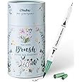 Ohuhu Colouring Pens, 60 Dual Tip Brush Pens Felt Tip Pens, Water-Based Art Markers with Fineliner, for Kids Adults Colouring Book Drawing Calligraphy Sketching Journal, Art Gift, Maui Series - White