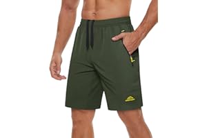 TACVASEN Men's Quick-Drying Training Shorts, Running Shorts, Breathable Sports Shorts with Zip Pockets