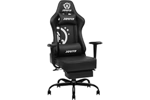 JOYFLY Computer Chair, High Back Gaming Chair for Adults Ergonomic Gamer Chair with Footrest, Office Chair with Height Adjustment, Headrest and Lumbar Support, 350lbs Capacity, Black