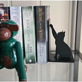 Kara Kedi Fig&uuml;rl&uuml; Dekoratif Kitap Tutucu, Kitap Desteği, Kedili Kitaplık S&uuml;s&uuml;, Kitap Standı, dlckv33
