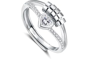 Glintara silver ångestringar för kvinnor, 925 sterlingsilver ångestring med pärlor zirkon, justerbar anti-stressring, oändlig