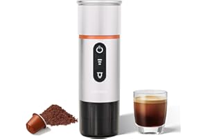 COTGCO Cafetera Portatil Capsulas para Viaja: 12V Maquina Espresso Portabil con Bateria para Camión Coche - Prepara 8 Espressos con una sola Carga - Compatible con Cápsulas Nespresso - Blanco -