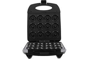 Donened - Stampo per ciambelle da 1200 W, con rivestimento antiaderente, nero, 23,5 x 23 x 10 cm