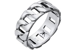 kuzzoi Anillo masivo (8 mm) en el diseño del tanque oxidado, anillo de banda para hombres hecho de plata de ley 925