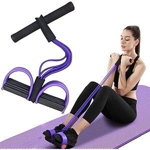 Pull Reducer Training Bands Natural Rubber 4 Tubes Body Trimmer Pedal Exerciser Yoga Crossfit Exercise, Arm Exercise, Tummy Body Building Training Men and Women (Multicolor)