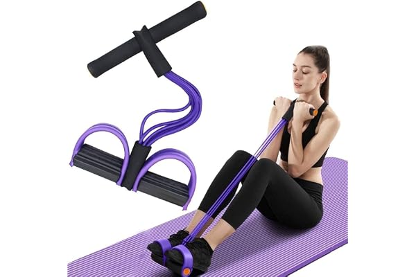 Yoga Pedal Puller Resistance Band Pull Reducer Training Bands Natural Rubber 4 Tubes Body Pedal Exerciser Yoga Crossfit Exercise, Arm Exercise, Body Building Training Men and Women (Multicolor)